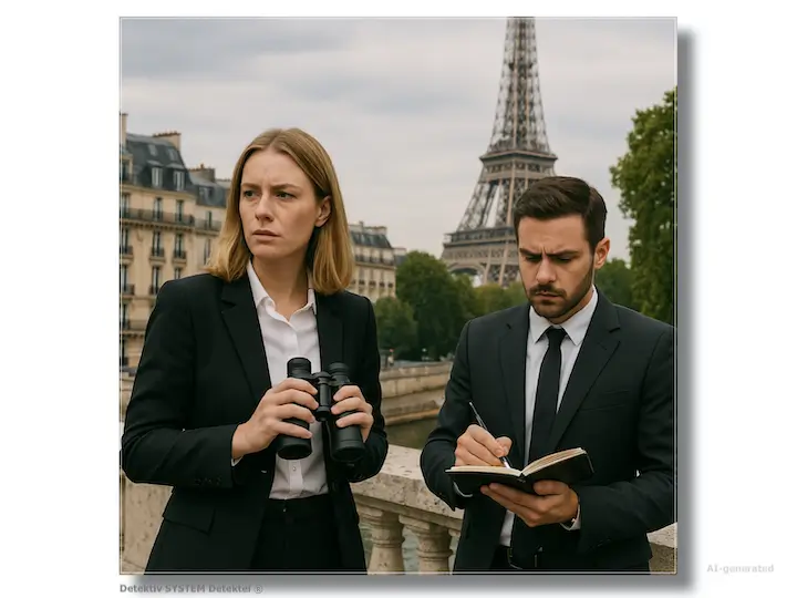Detektiv-Paar in Paris in Aktion